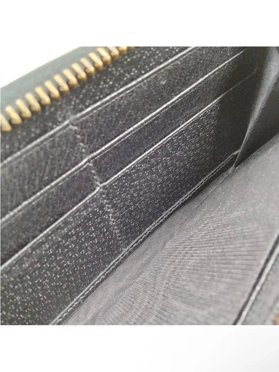 Gucci Agora Web Black Leather Long Zippy Wallet with Red & Green Sherry Line - Picture 8 of 15